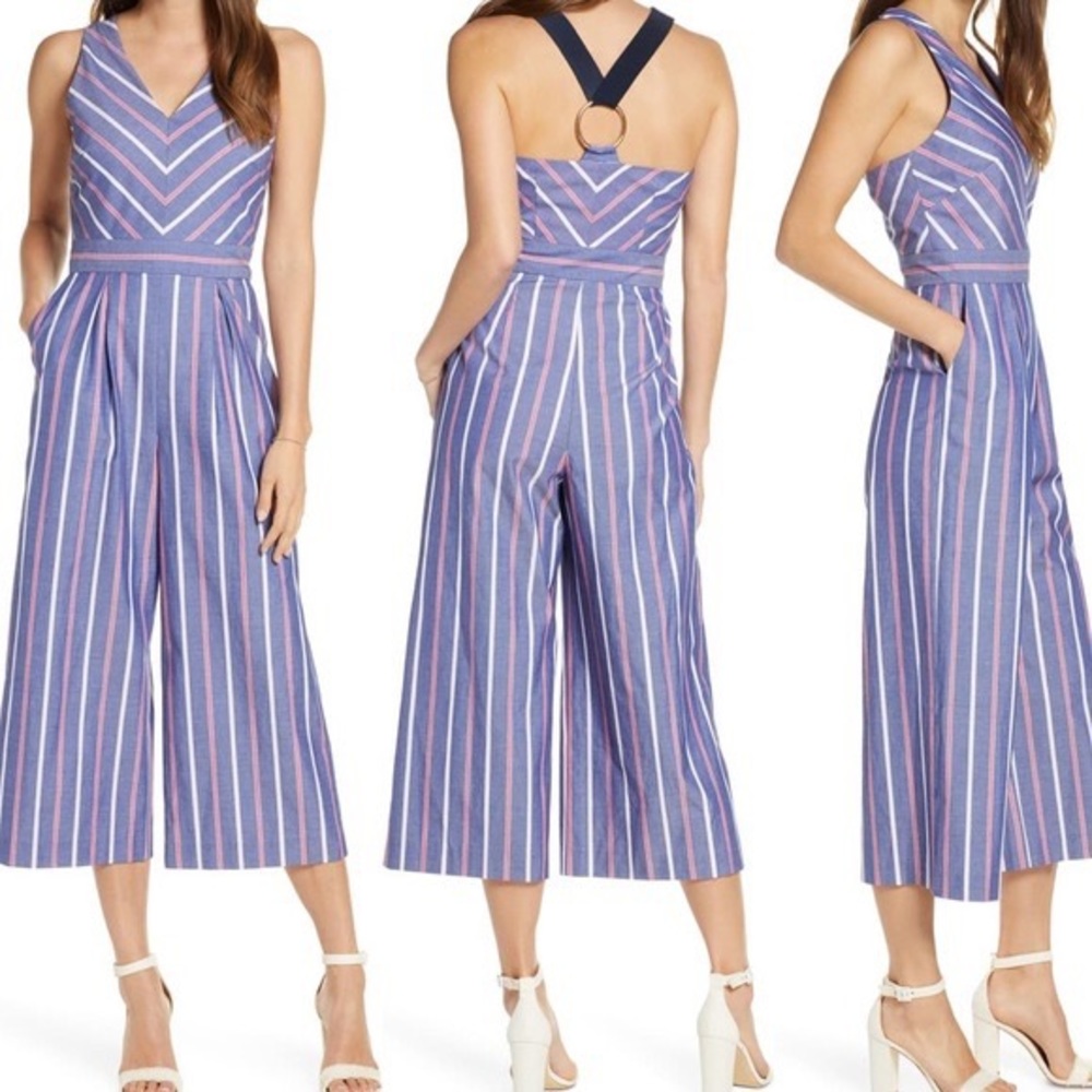 1901 Chevron Stripe Sleeveless Jumpsuit size 4